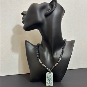 Pearl and Kyanite Snake Necklace
